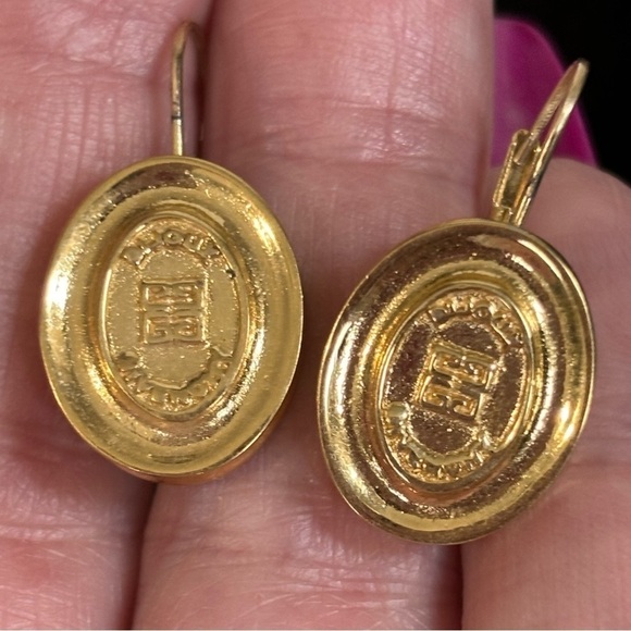 Vintage givenchy pierced gold tone earrings - Picture 2 of 7